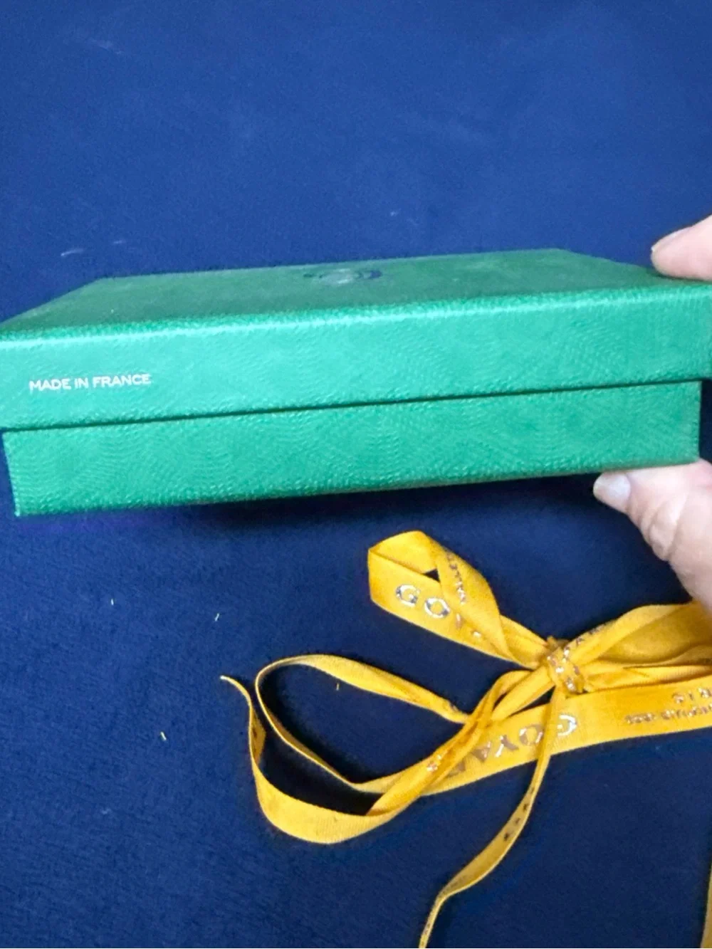 Goyard Empty Small Box 6x4.5x1.5” Yellow Ribbon & Fabric Insert